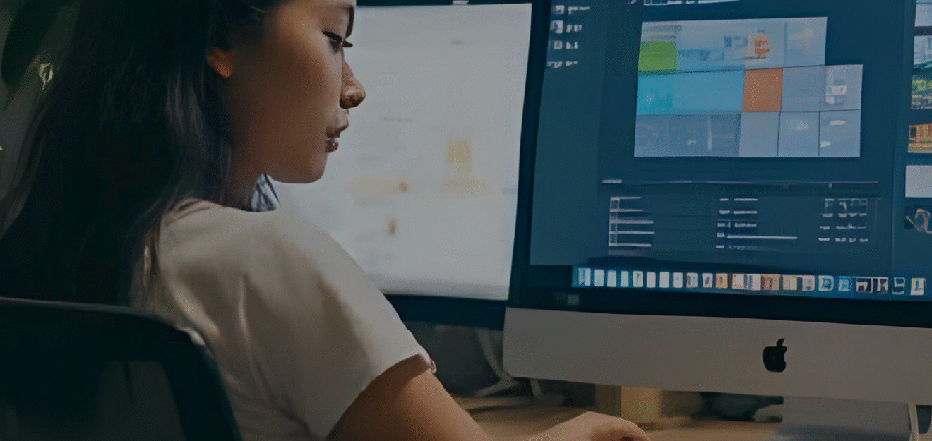 person using computer AI at work