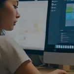 person using computer AI at work